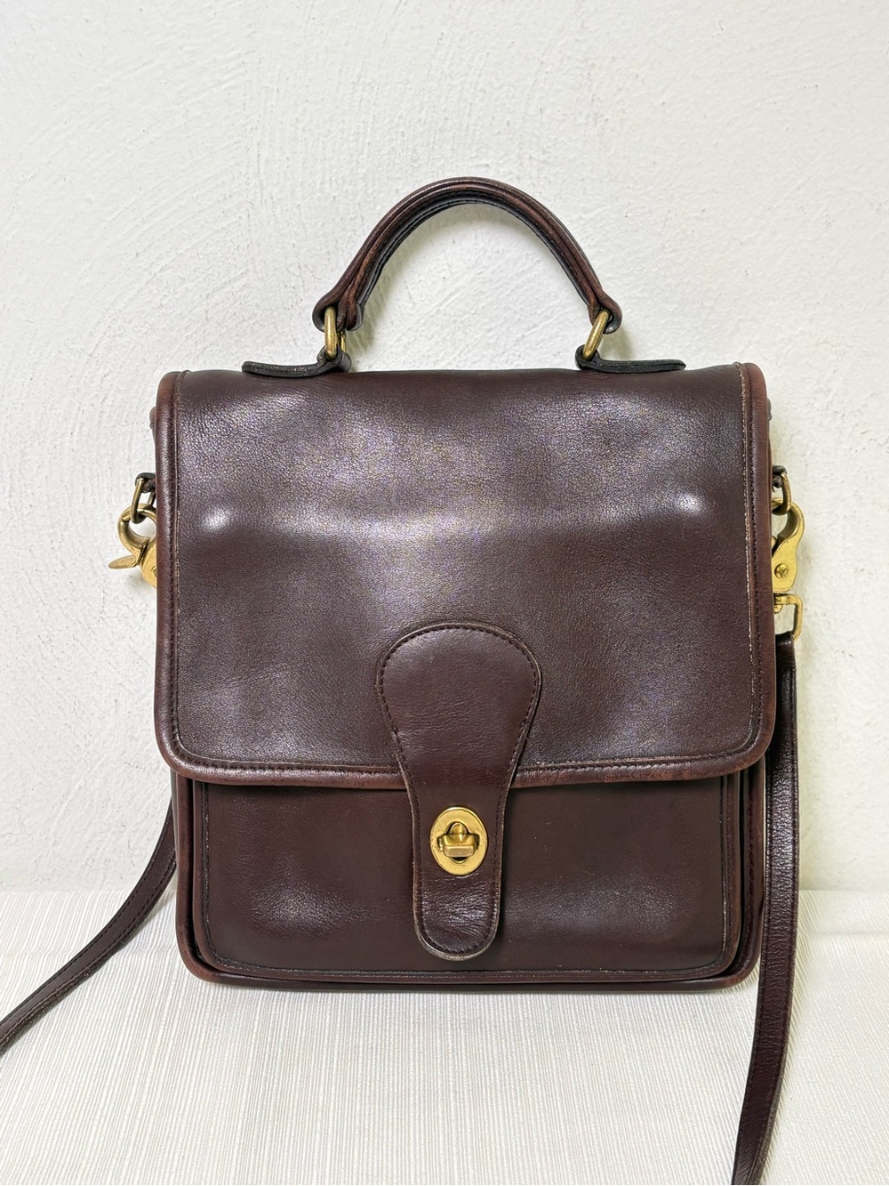 COACH 5130 Vintage 1996 USA Station Bag Mahagony Brown Leather Crossbody Purse - Picture 4 of 16